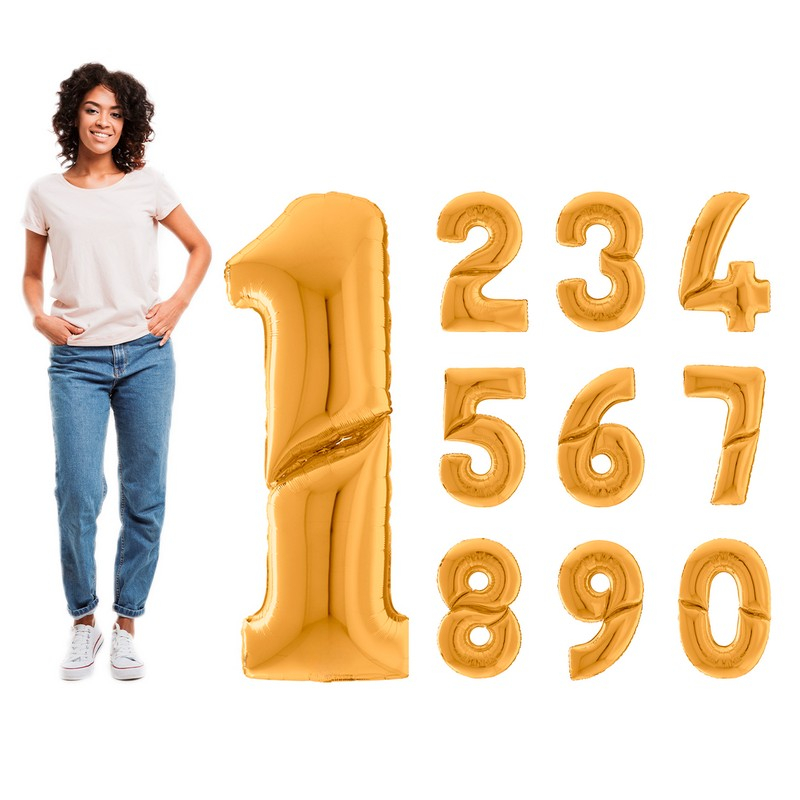 Kæmpe Talballon Metallisk Guld