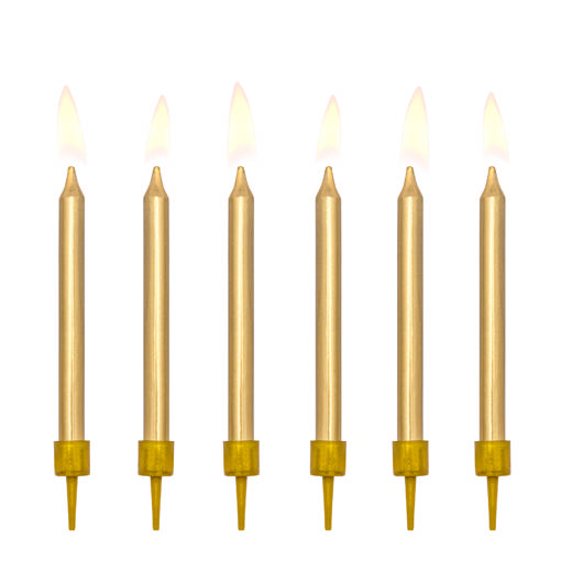 Kagelys Guld - 6 stk (6 cm) | Guld tema Kagelys - Temashop