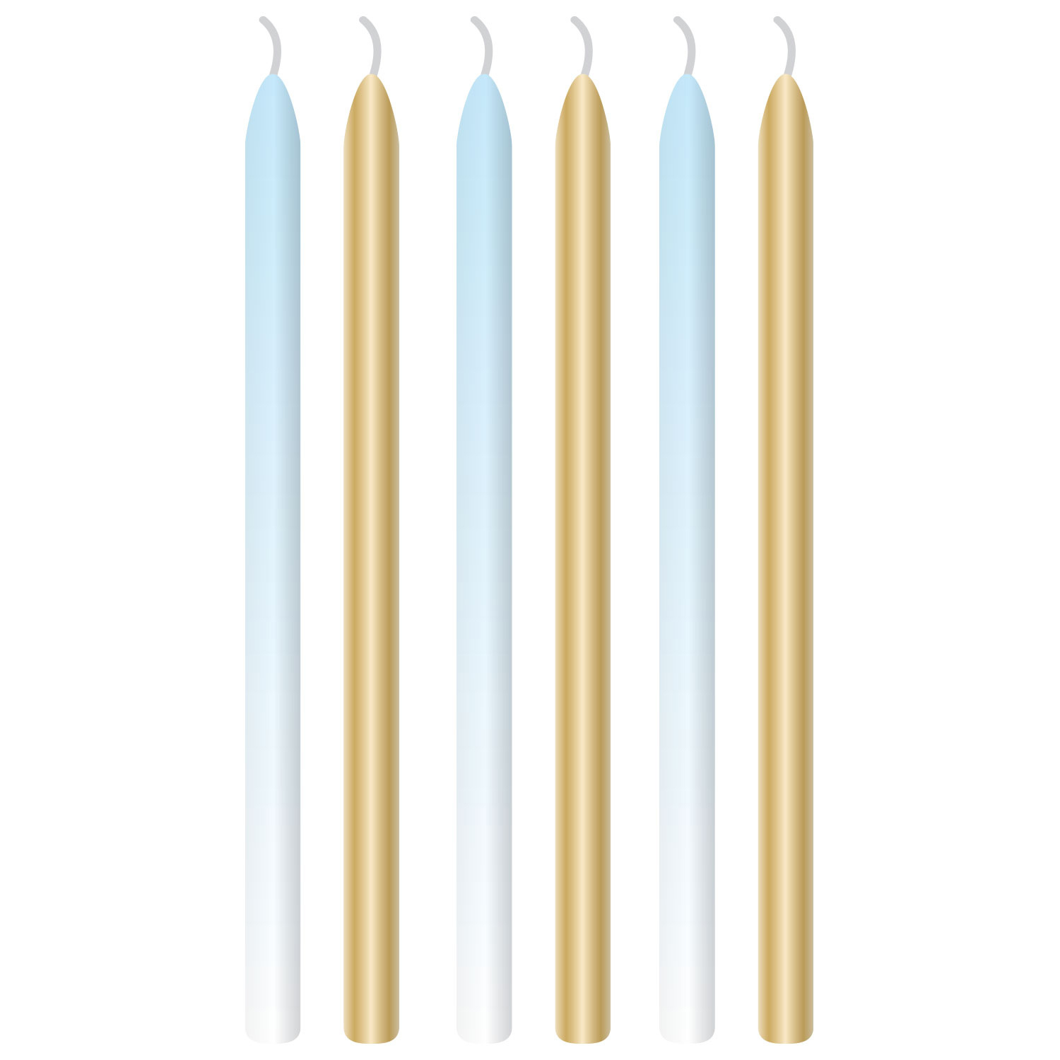 Kagelys Ombre Mix Blå - 6 stk (12 cm) | Babyshower Lys / lysestager - Temashop