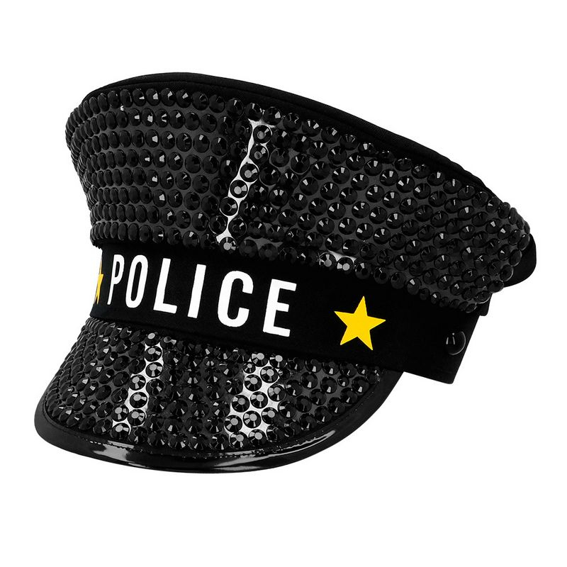 Kaptajnhat Police Sparkle | Politi Hat / Hue / Hjelm - Hovedtilbehør - Temashop