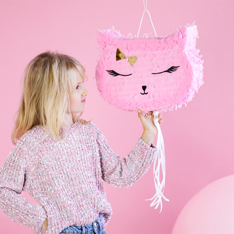 Katte Pull-String Piñata - 1 stk (27 x 35 cm) | Kat Pinata - Temashop