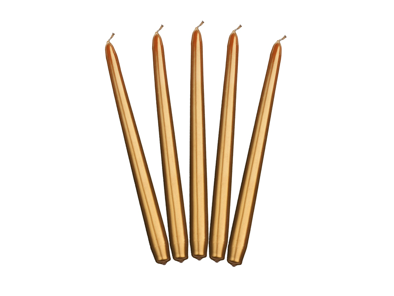 Kertelys Metallisk Guld - 10 stk (24 cm) | Guld tema Lys / lysestager - Temashop