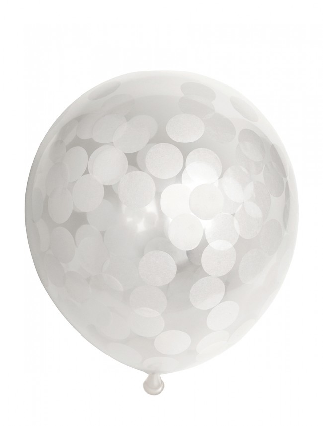 Klare Konfetti Balloner Hvid - 6 stk (30 cm) - Temashop