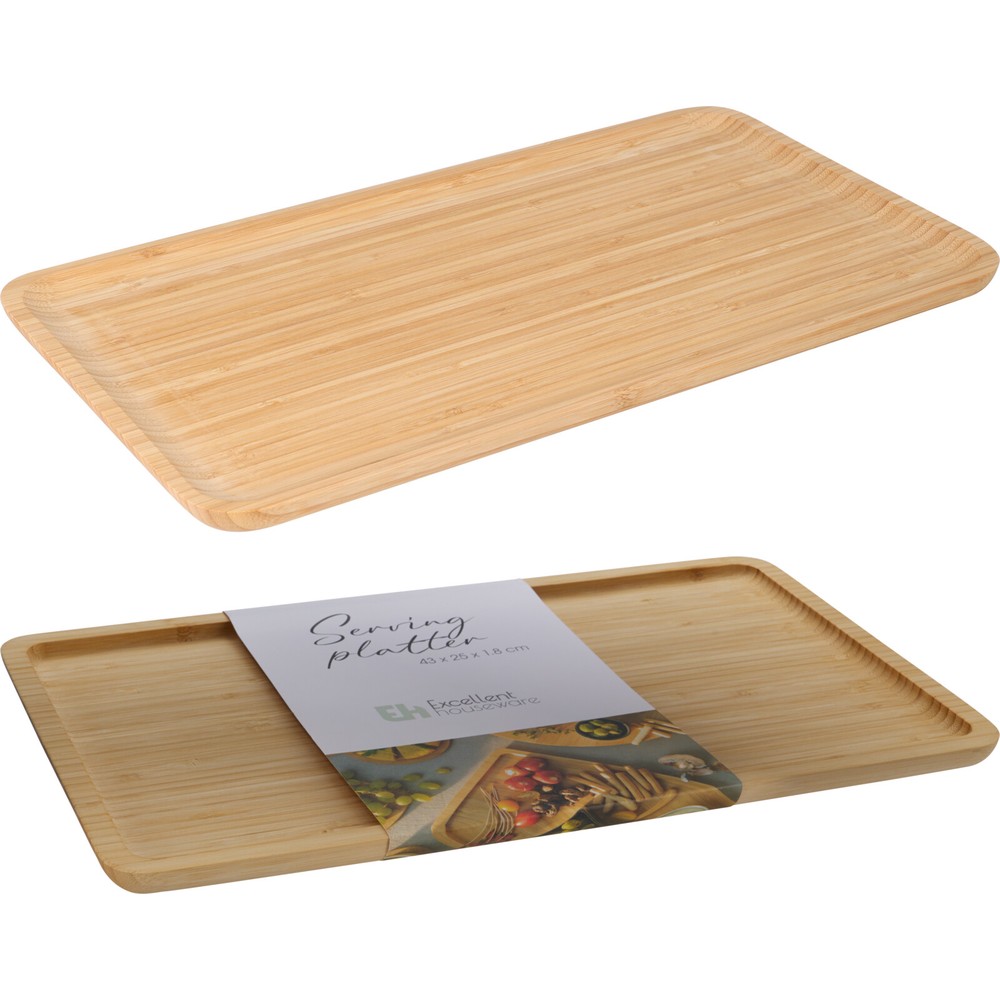 Serveringsfad Bambus - 1 stk (43 x 25 x 1,8 cm) - Temashop