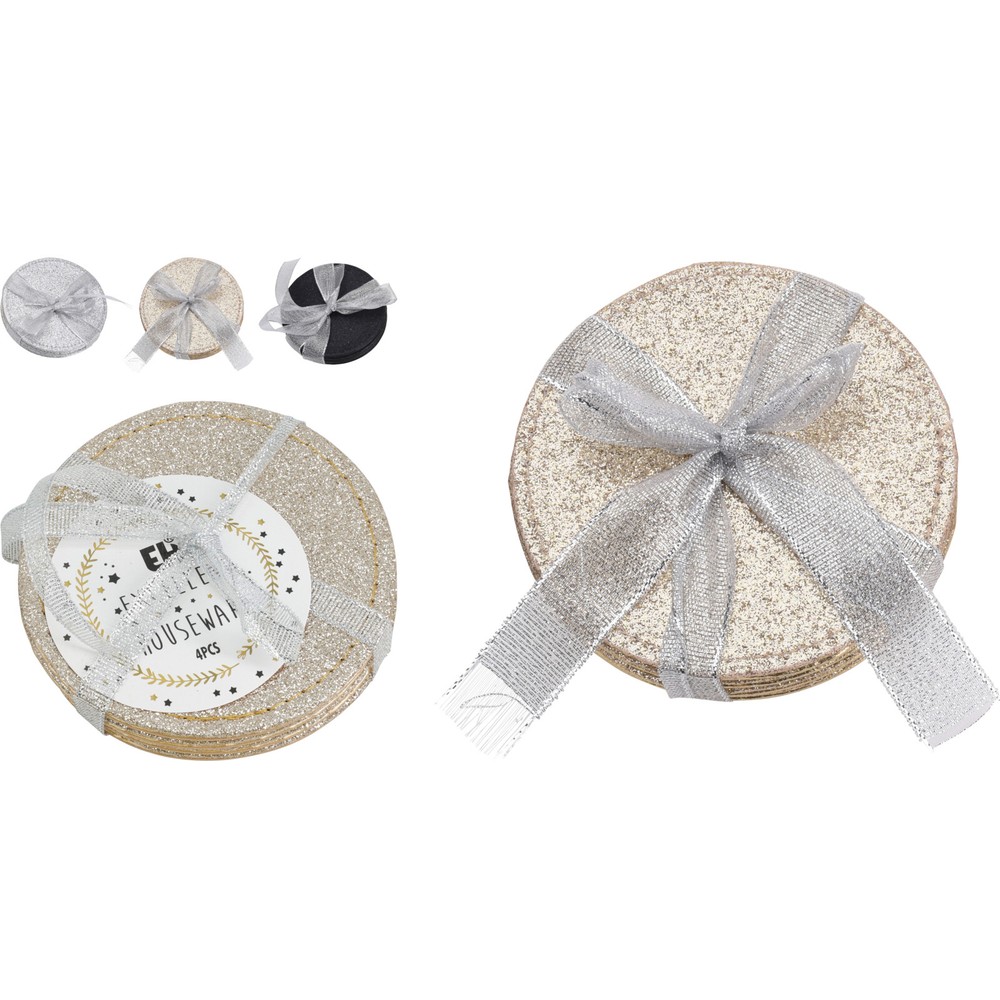 Glitter Ølbrikker - 4 stk (Ø 10 cm) - Temashop