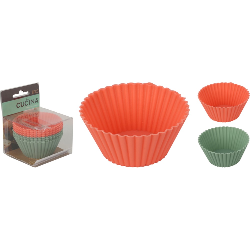 Silikone Cupcakeforme Koral/Grøn (3,5 x Ø 7 cm) - Temashop