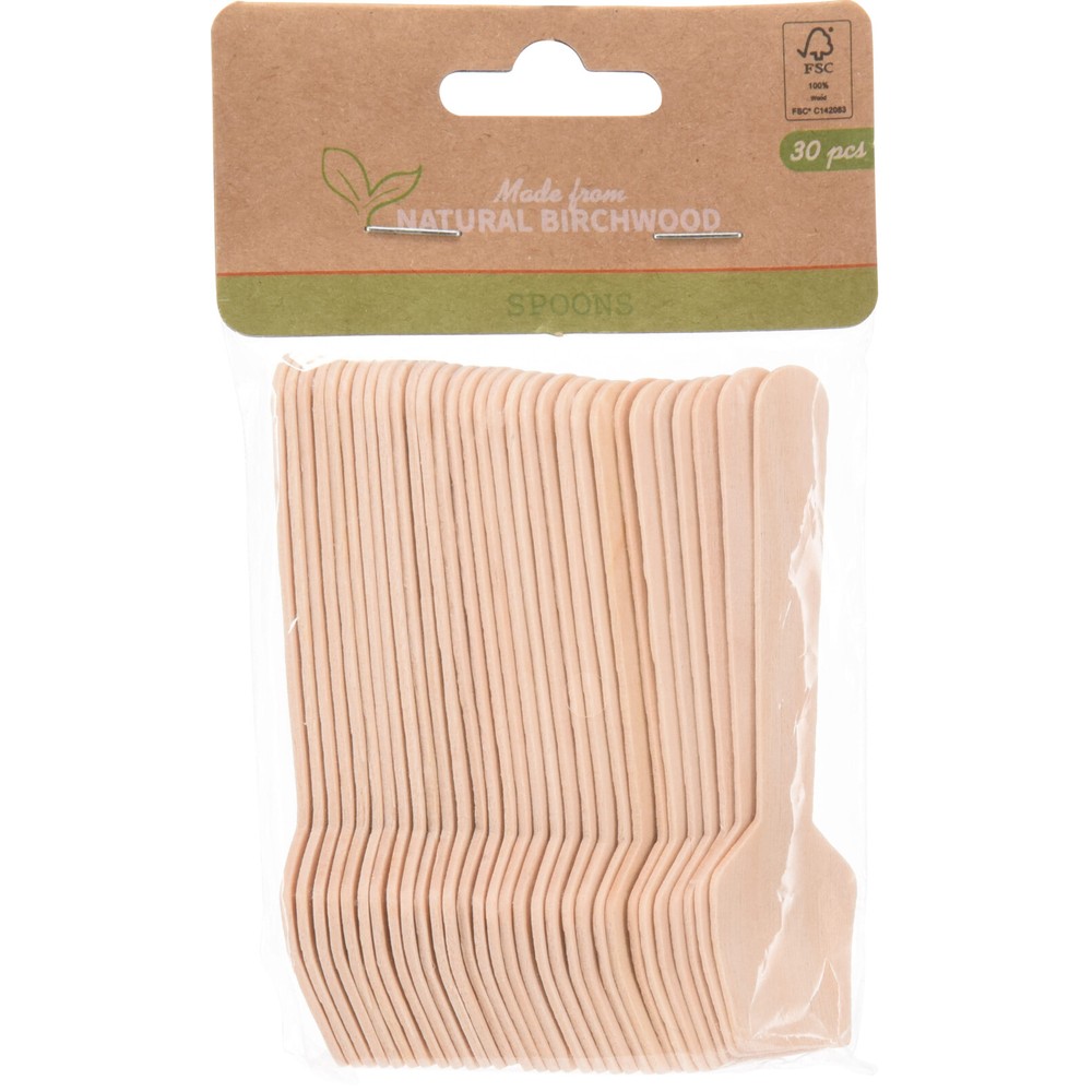 Træskeer Eco - 30 stk (9,5 cm) - Temashop