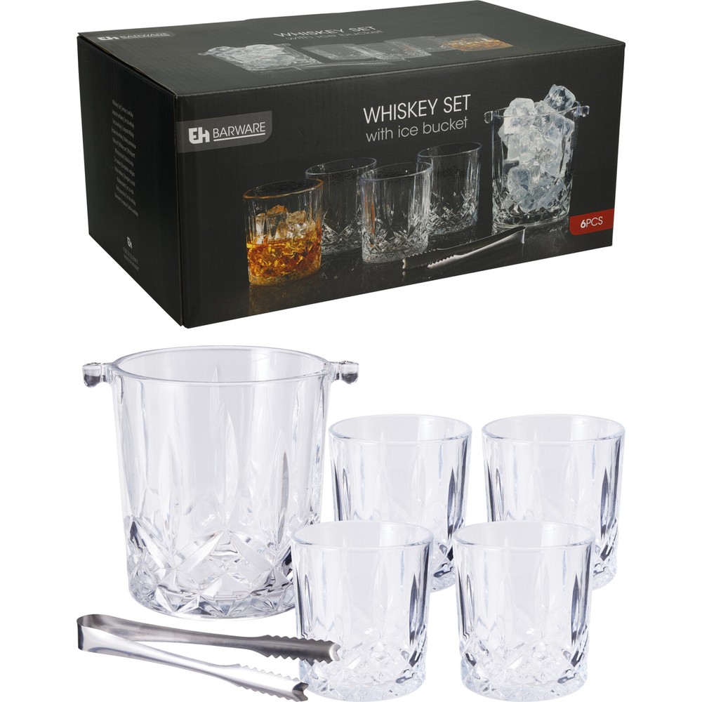 Whiskey Sæt Transparent - 1 sæt (9,3 x Ø 8,5 cm & 13 x Ø 12 cm) | Drinks Barsæt - Temashop