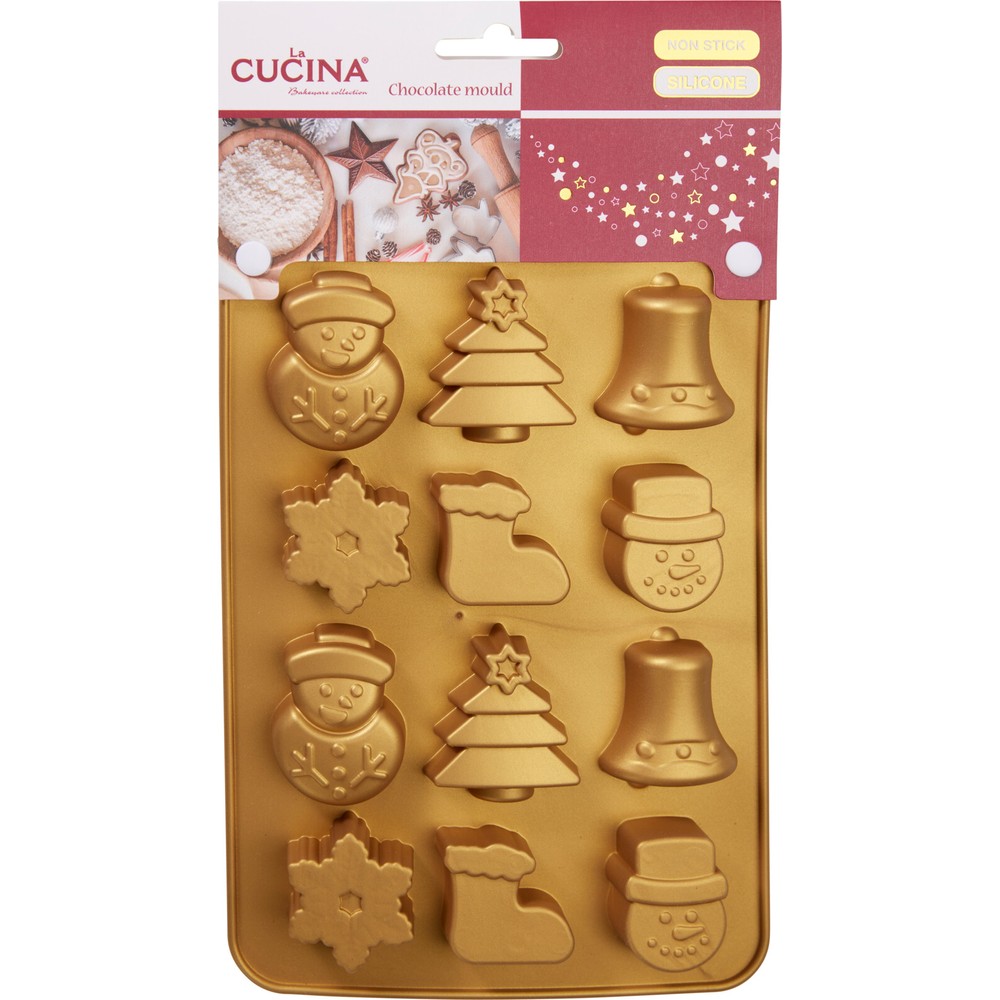 Jule Chokoladeform Guld (200 x 145 x 1 cm) | Jul Mad, Drikke & Køkken Udstyr - Temashop