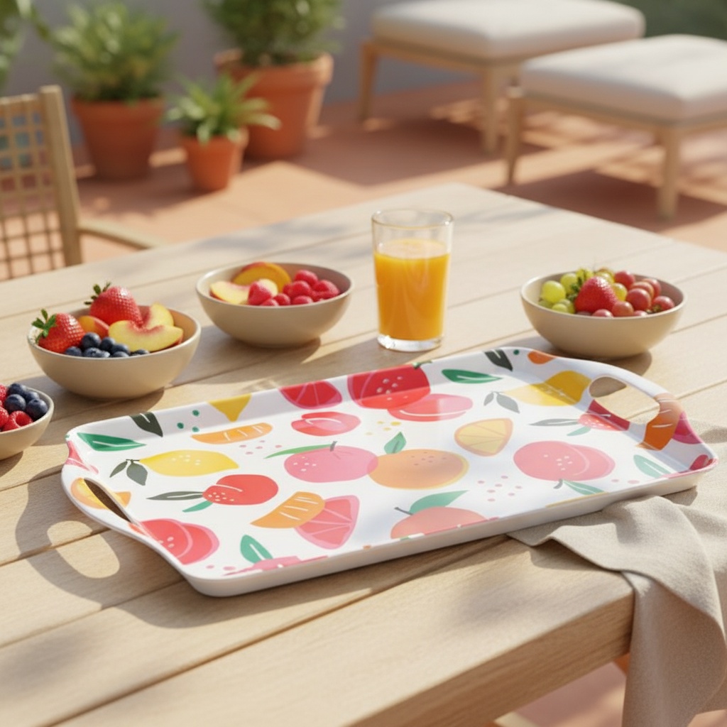 Frugt Serveringsbakke Melamin - 1 stk (38 x 23 cm) | Frugt Serveringsfad - Temashop
