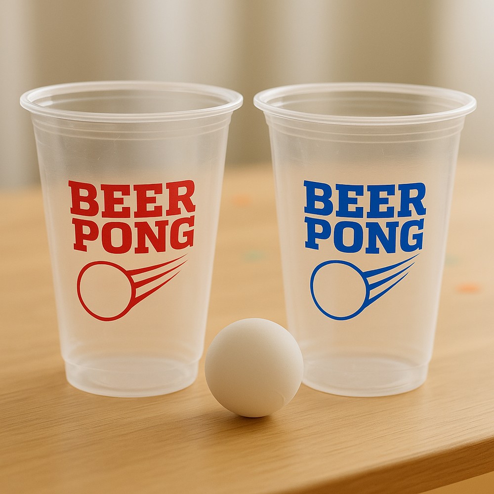 Genanvendelige Beer Pong Kopper & Bolde - 14 dele | Drinks Drukspil - Temashop