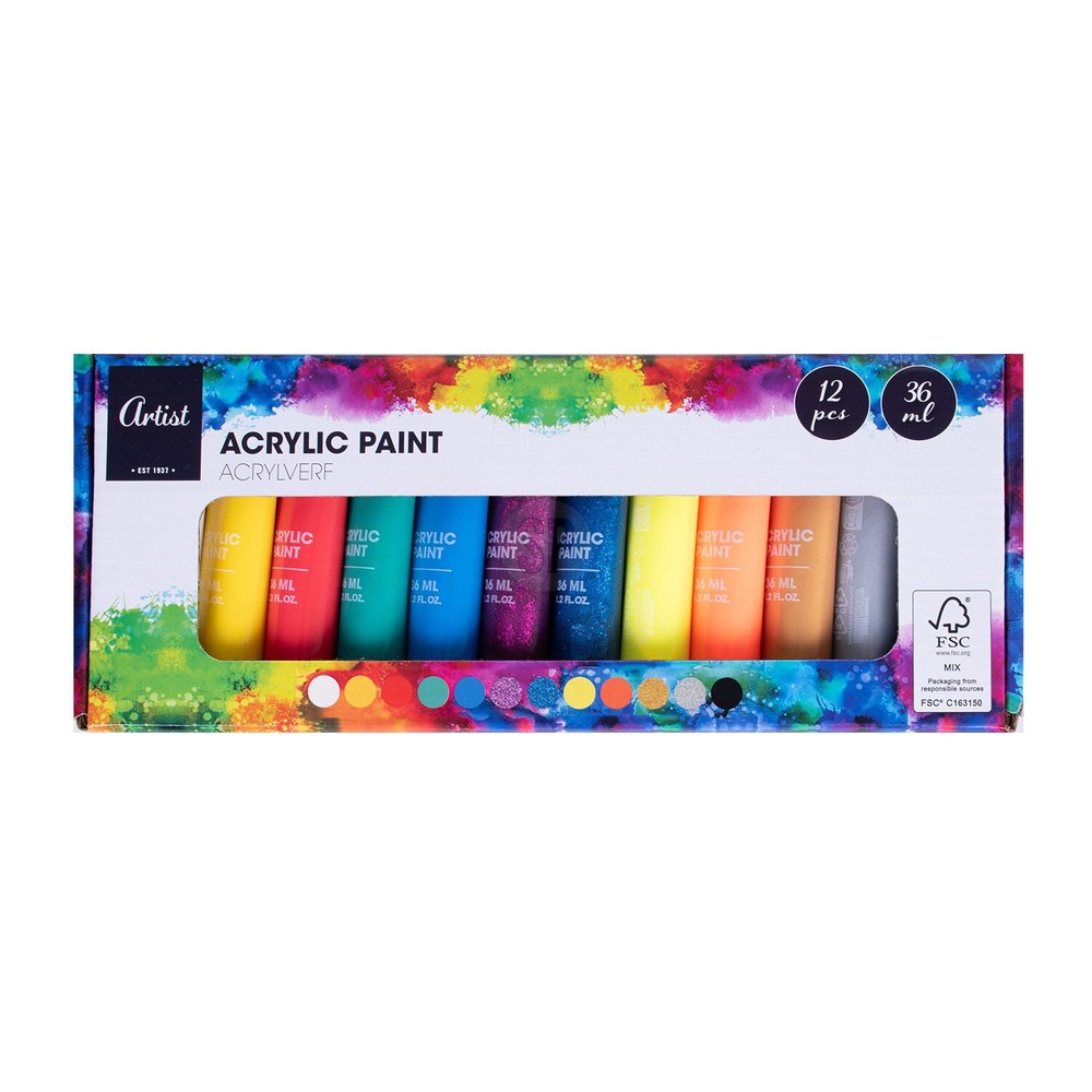 Akrylmaling Sæt (36 ml) - Temashop