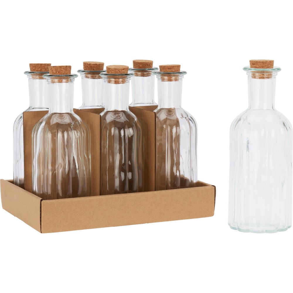 Rillet Glasflaske Med Korkprop (19 x Ø 7,5 cm) - Temashop
