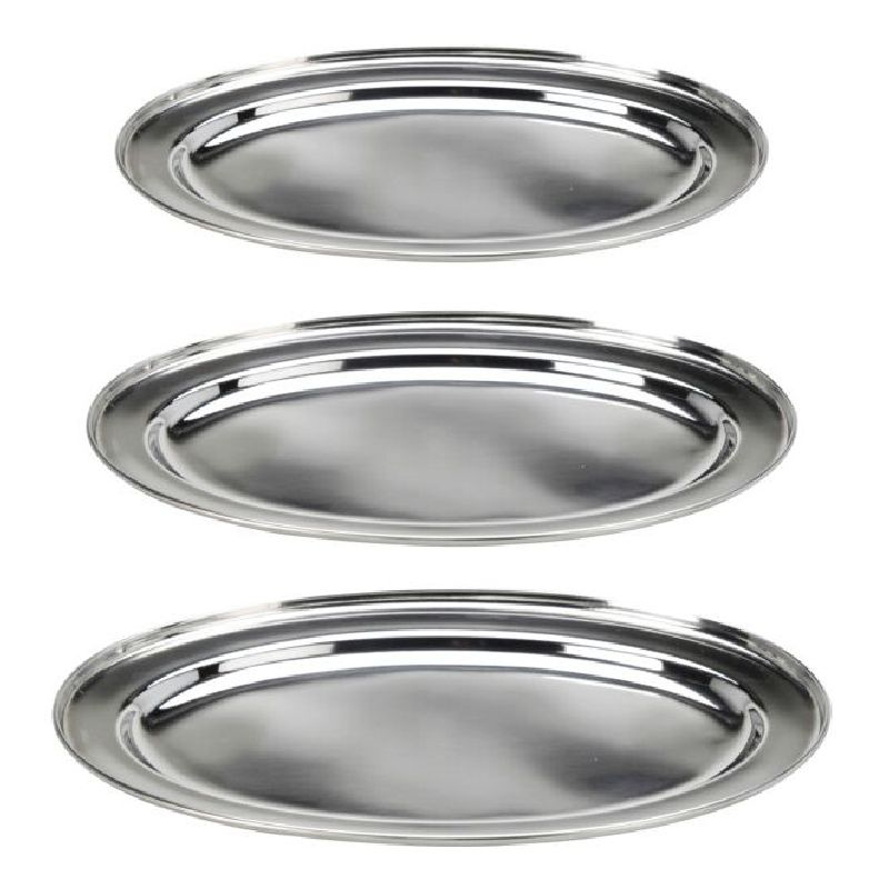Serveringsfade Rustfri Stål - 3 stk (34 - 45 cm) - Temashop