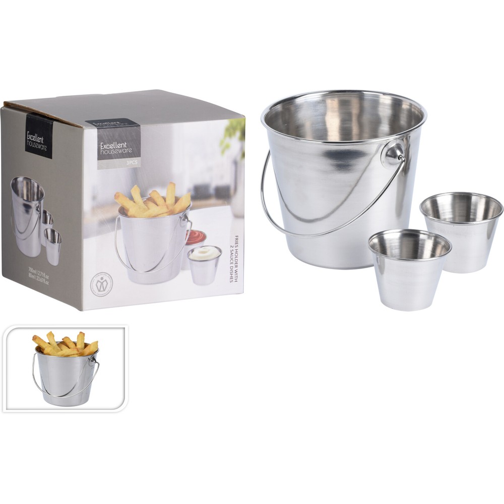 Pommes Frites Spand Stål - 1 sæt - Temashop