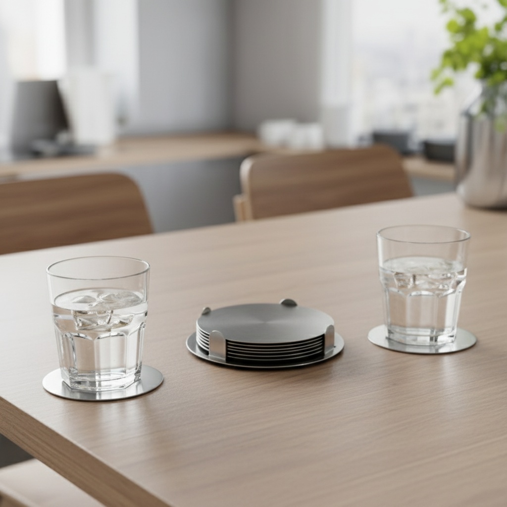 Coasters Rustfri Stål Sølv - 1 stk (8,5 cm) - Temashop