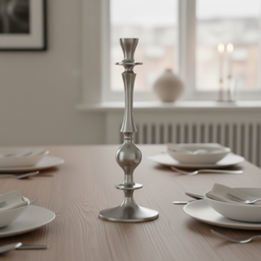 Metal Lysestage Sølv - 1 stk (35,5 cm) - Temashop