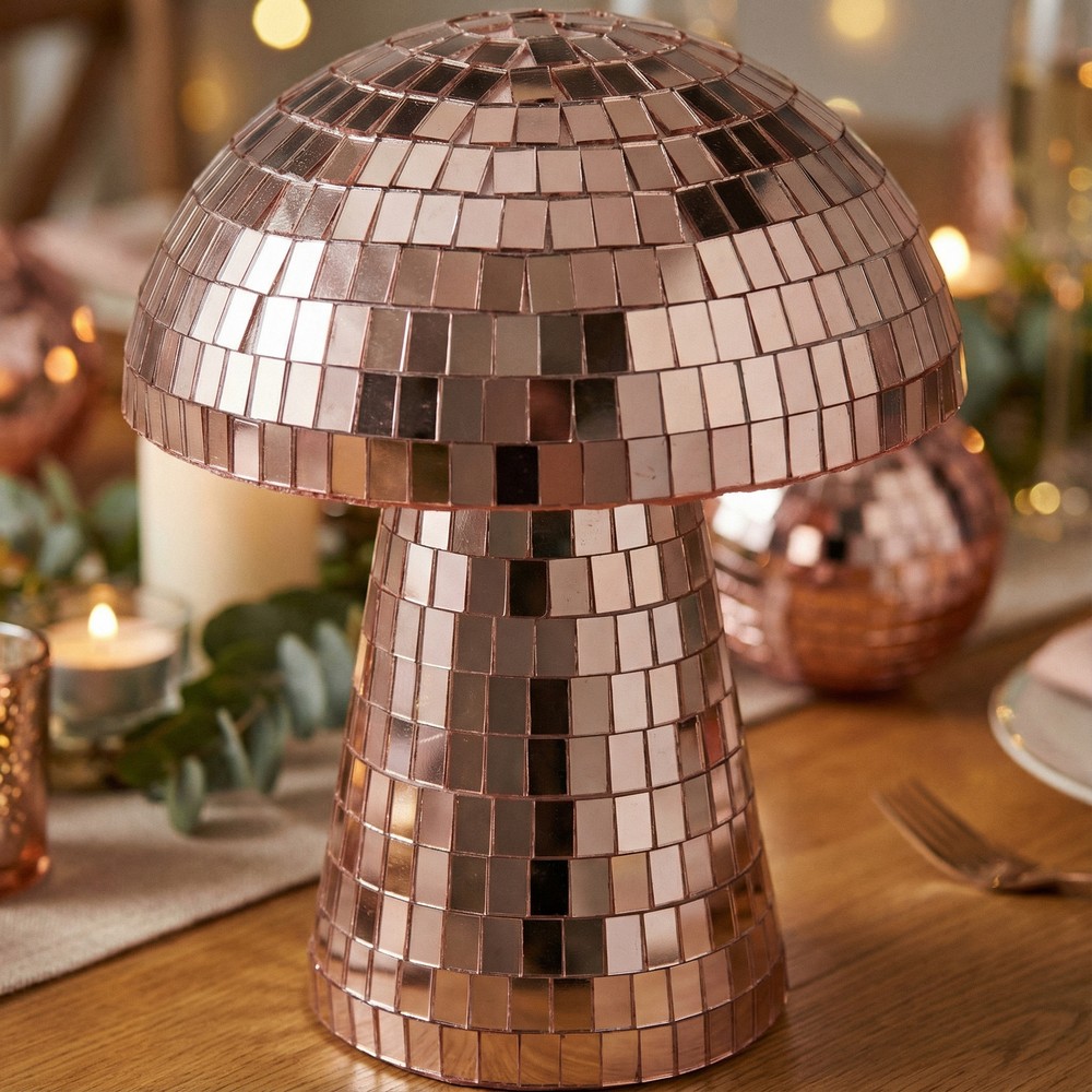 Disko Svamp Rosaguld - 1 stk (10 x 12 cm) | 70'erne Disco Centerpieces - Temashop