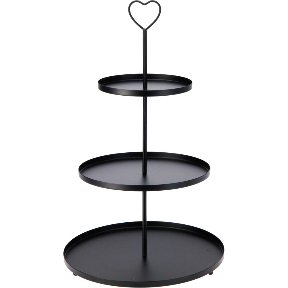 Hjerte Kageopsats Sort - 1 stk (30 x 30 x 48 cm) | Kærlighed Kagestand - Temashop