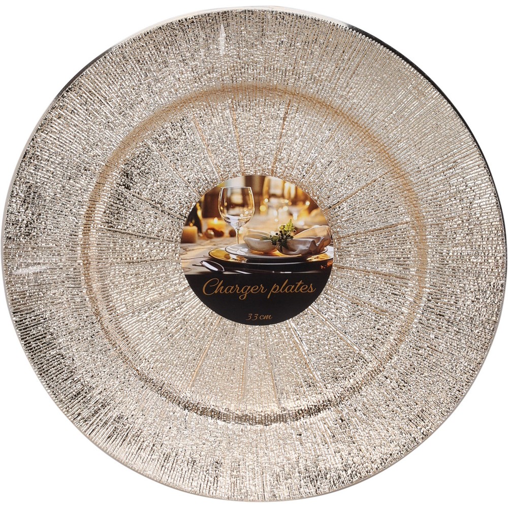 Glimmer Kuverttallerkener Guld - 4 stk (Ø 33 cm) | Guld tema Dækkeservietter - Temashop