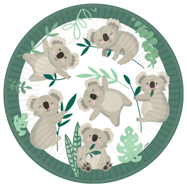 Koala Paptallerkener - 8 stk (23 cm) | Koala Tallerkner - Temashop