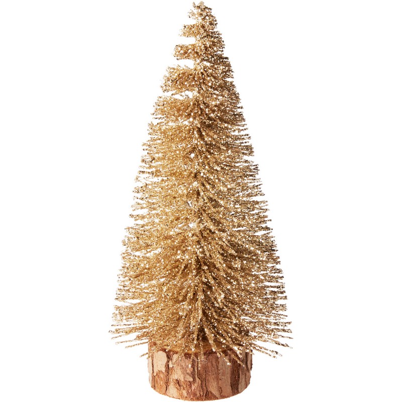 Glitter Juletræ Dekoration Guld - 1 stk (7 x 14 cm) | Juletræ Julepynt - Temashop