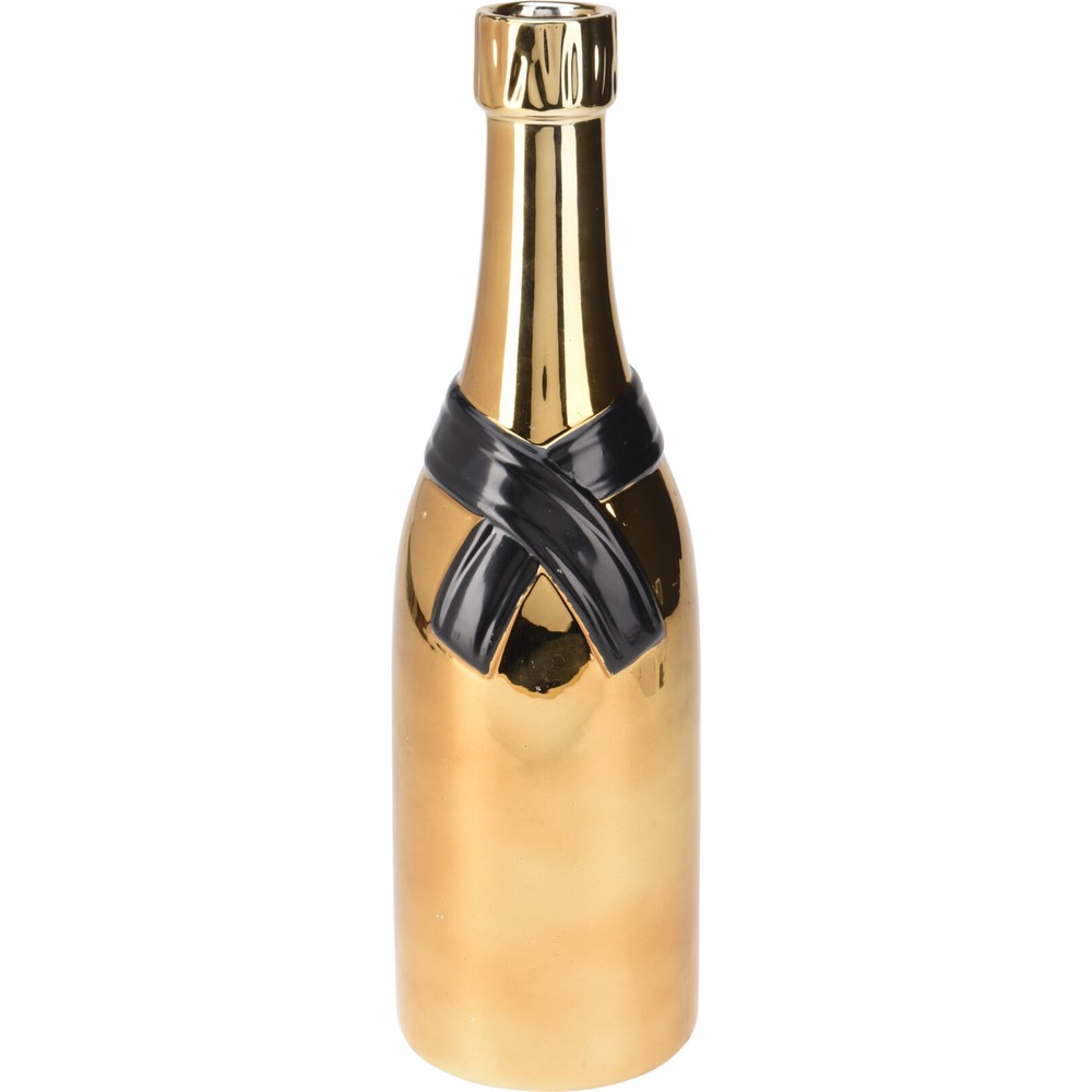 Champagneflaskevase Guld/Sort - 1 stk (39 x Ø 11,5 cm) | Drinks Vase - Temashop