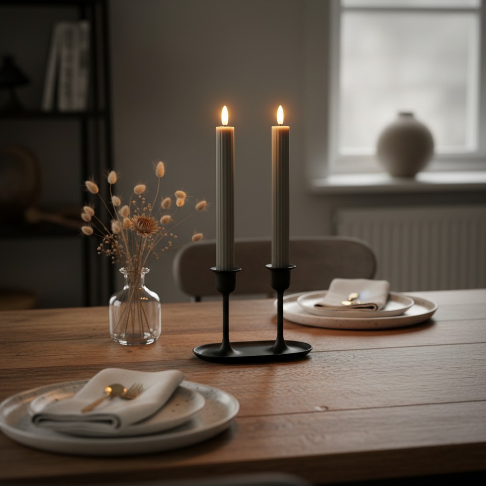 LED Vokslys Grå - 2 stk (25 cm) - Temashop