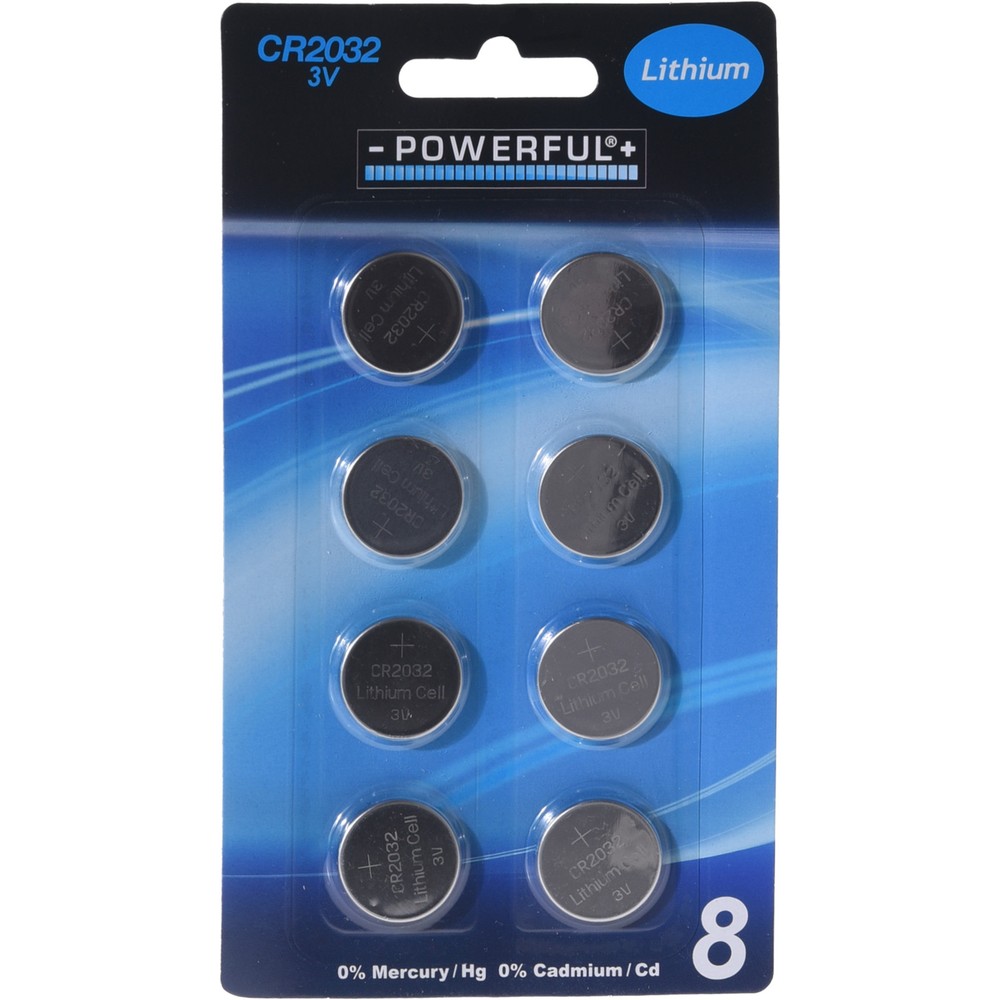 Powerfull Knapcellebatterier CR2032 (3,2 x Ø 2 cm) - Temashop