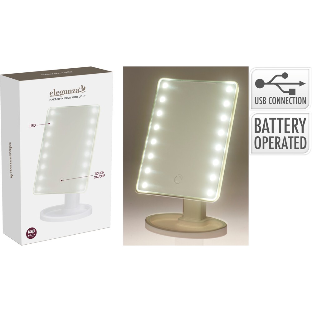 Makeupspejl Med LED-Lys Hvid (26,5 x 16,3 x 11,5 cm) - Temashop