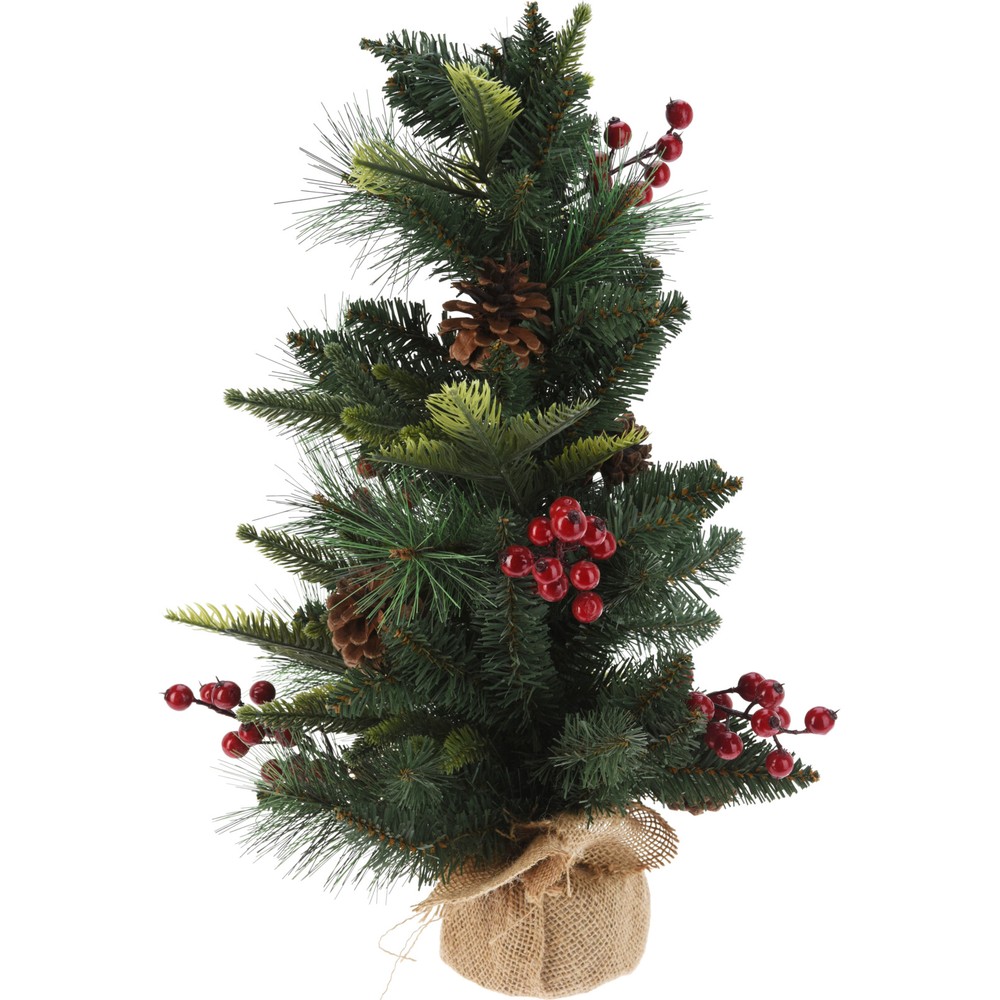 Kunstigt Juletræ Med Kogler Og Bær - 1 stk | Juletræ Juletræ - Temashop