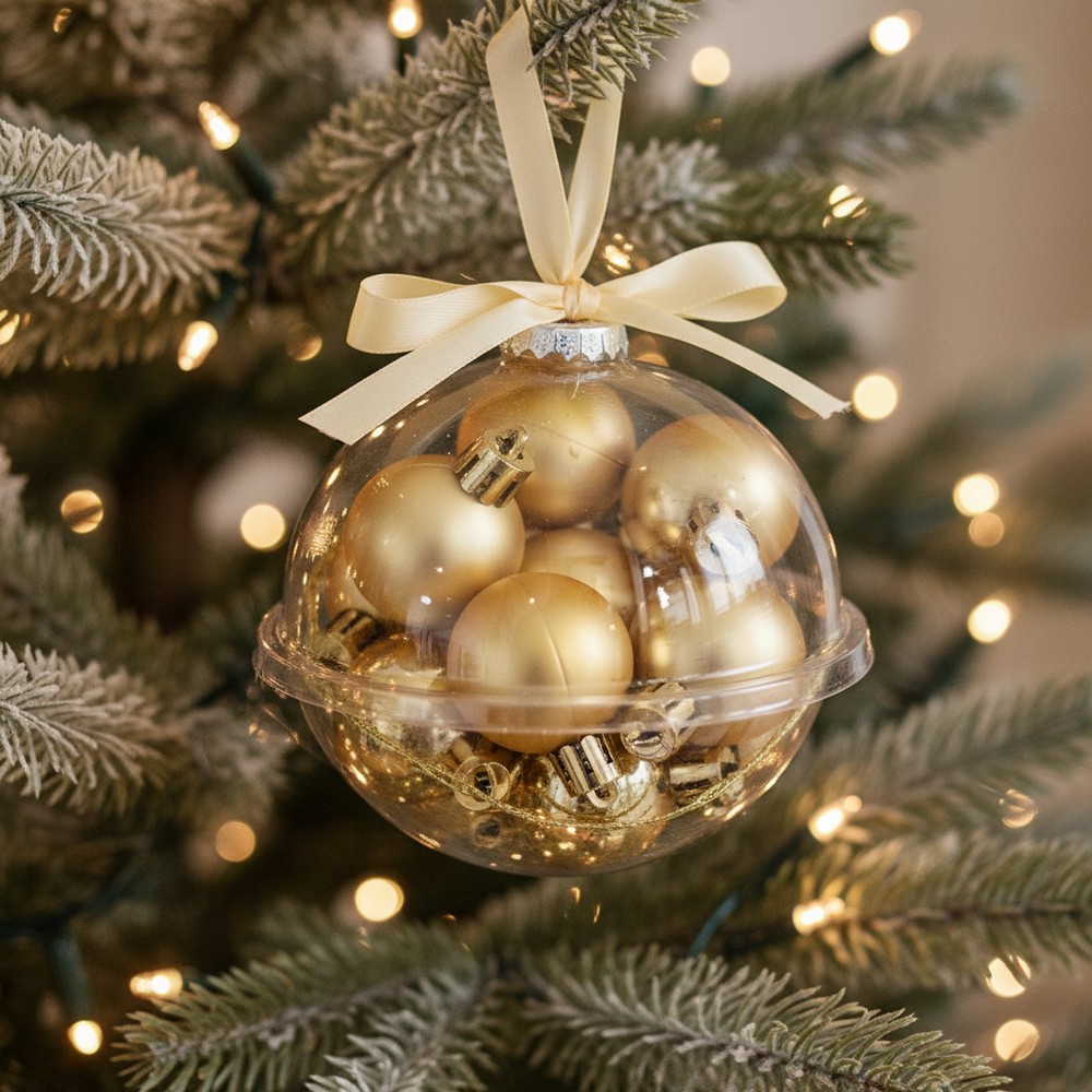 Mini Julekugler I Julekugle Guld