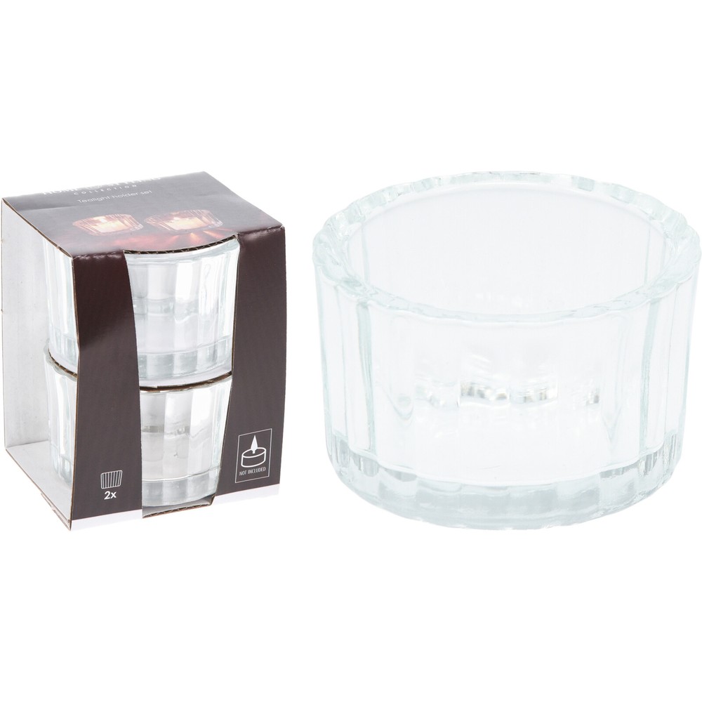 Glas Fyrfadsstager Transparent - 2 stk - Temashop