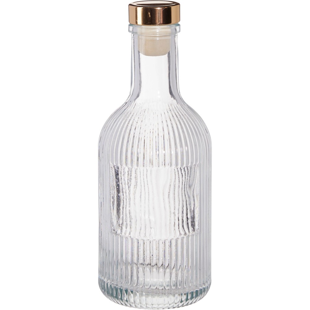 Rillet Glasflaske Med Guldfarvet Låg (270 ml) - Temashop