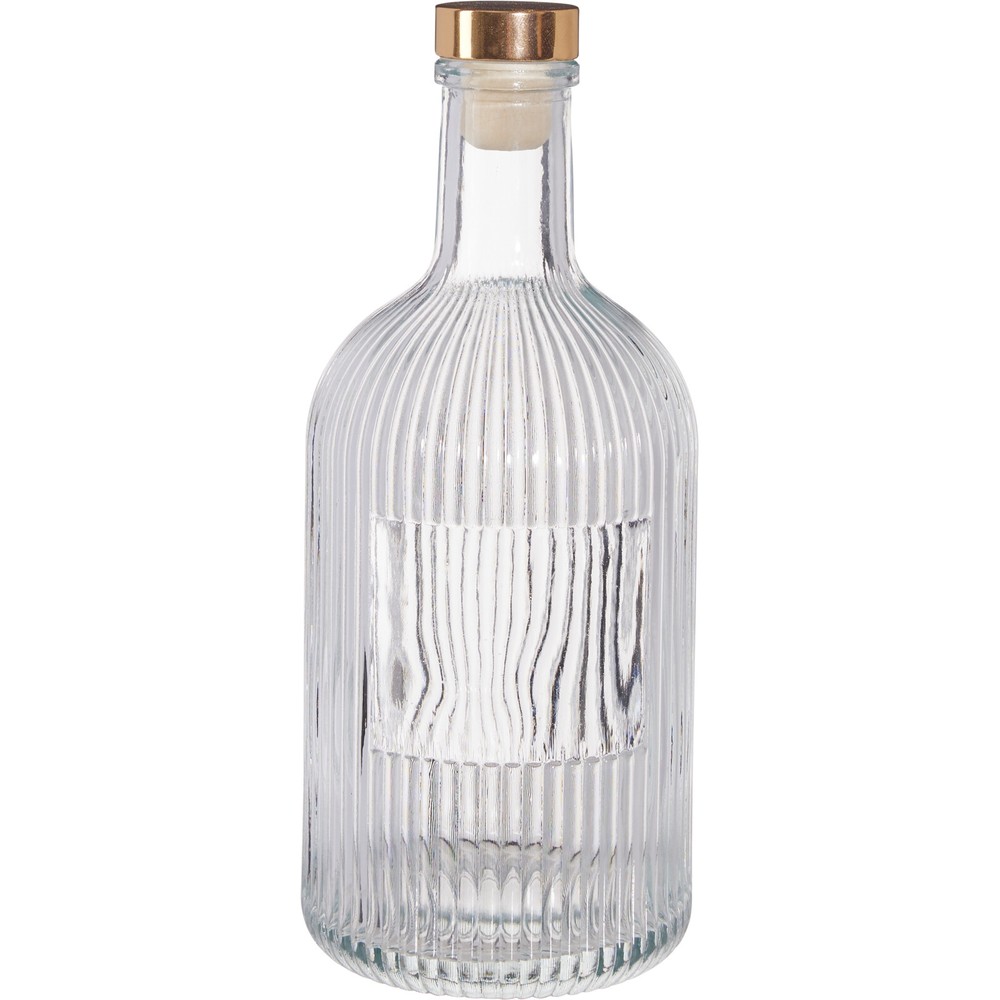 Riflet Glaskaraffel Med Guldlåg (19 x Ø 8 cm) - Temashop