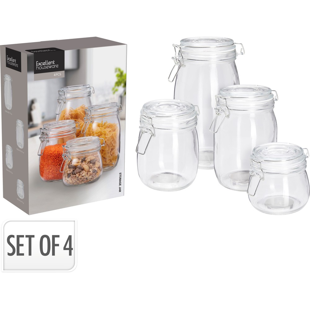 Opbevaringsglas Sæt (500 ml & 750 ml & 1000 ml & 1500 ml) - Temashop
