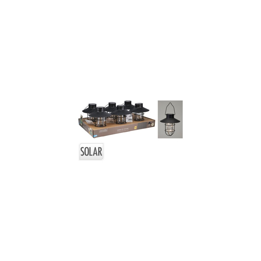 Solcellelanterne Sort - 1 stk (18 x 18 x 20 cm) | Sort tema Lanterner - Temashop