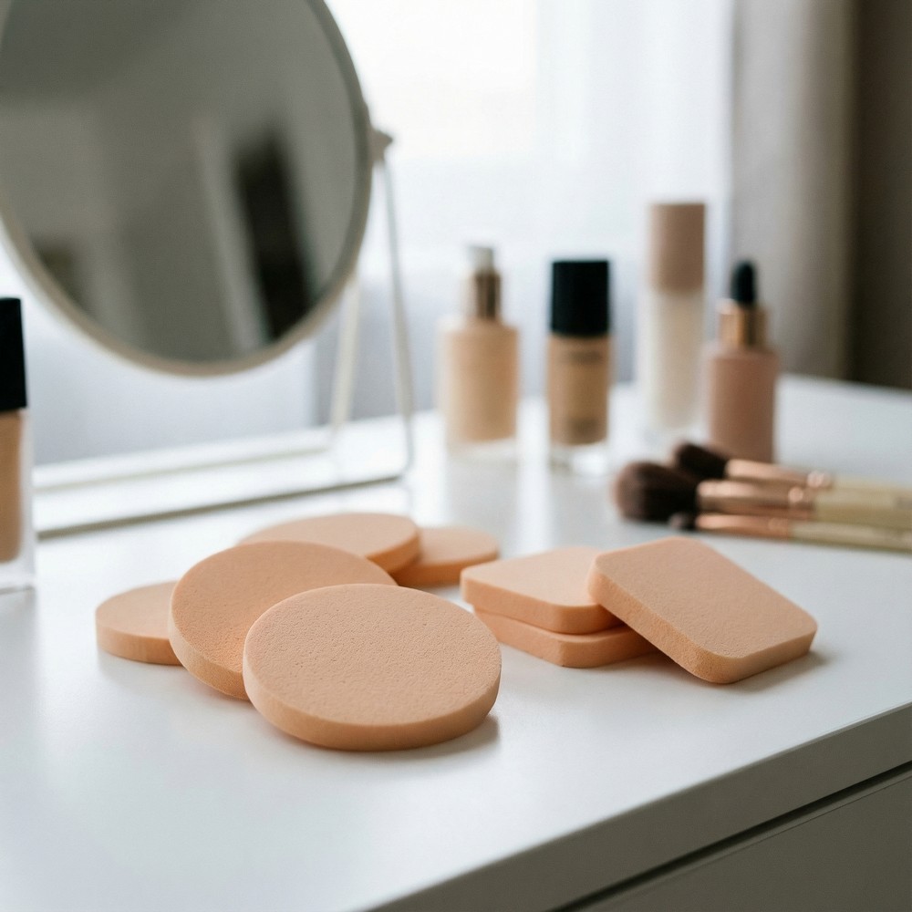 Makeupsvampe (5 x 0,6 cm & 4,6 x 5,3 x 0,6 cm) | Sminketilbehør - Makeup & Negle - Temashop