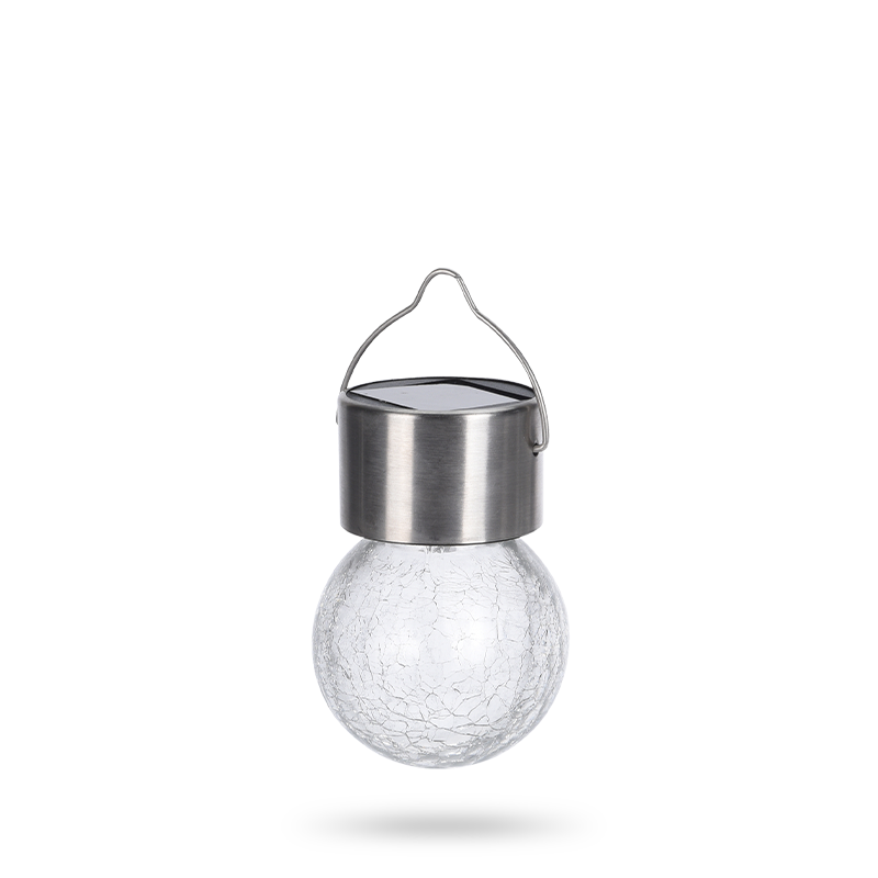 Hængende Solcellelampe Med Krakeleret Glaskugle - 1 stk (9 x Ø 6 cm) - Temashop