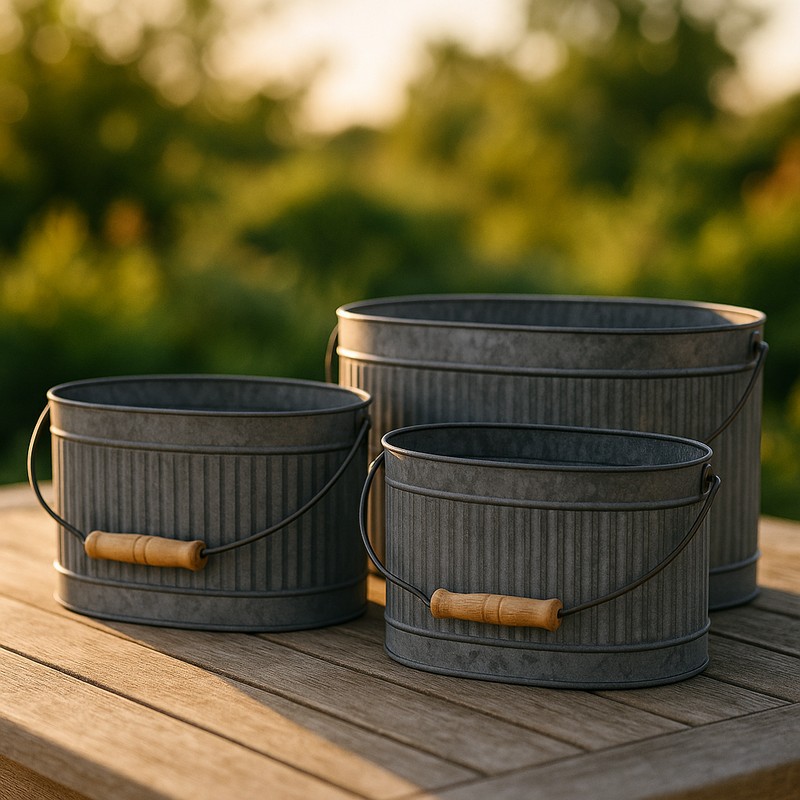 Ovale Stålpotter Plantesæt