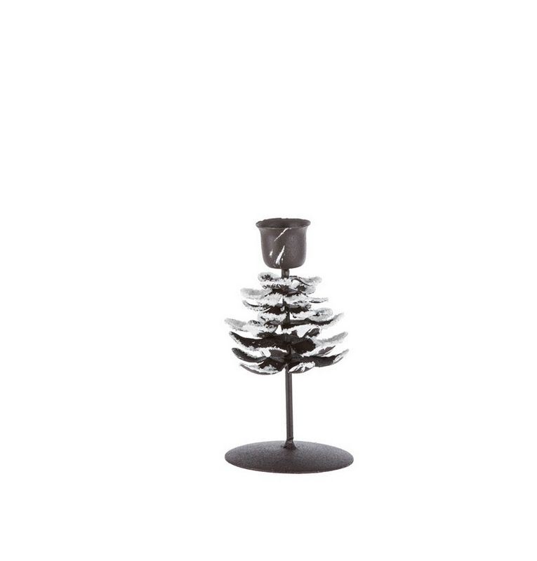 Kogle Lysestage - 1 stk (7 x 13 cm) | Julepynt Lys / lysestager - Temashop