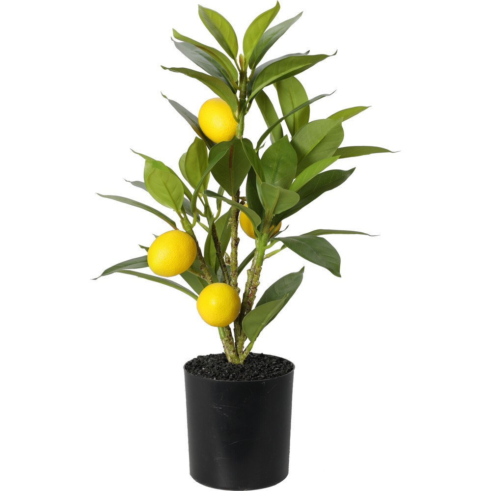 Kunstigt Citrontræ I Potte - 1 stk (23 x 18 x 37 cm) | Frugt Kunstige blomster - Temashop