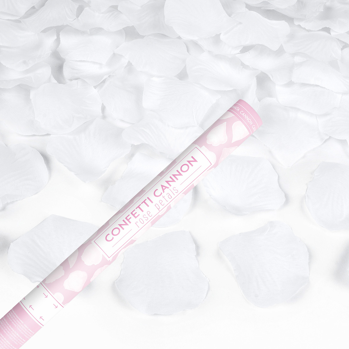 Konfettirør Hvide Rosenblade - 1 stk (40 cm) - Temashop