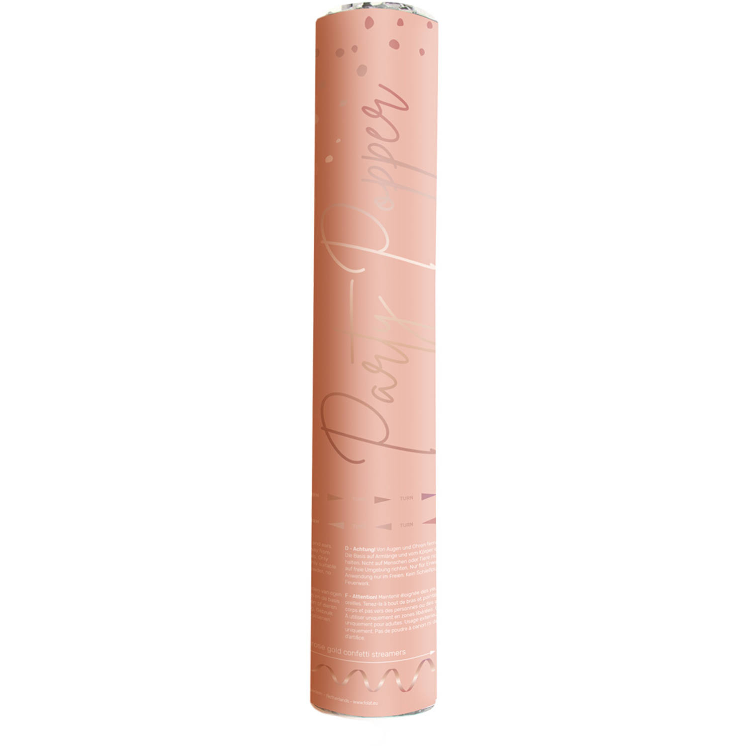 Konfettirør Rosaguld Strimler Lush Blush - 1 stk (28 cm) | Rosaguld tema Konfetti - Temashop