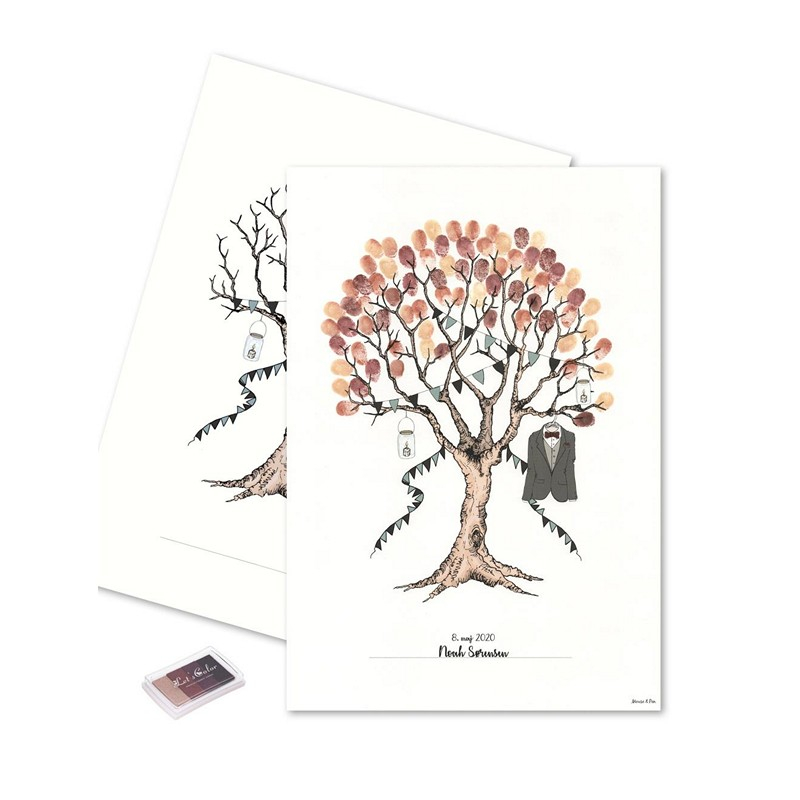 Konfirmation Dreng Fingeraftryk Plakat Brun - 1 stk (29,7 x 42 cm) | Bryllup Plakat - Temashop