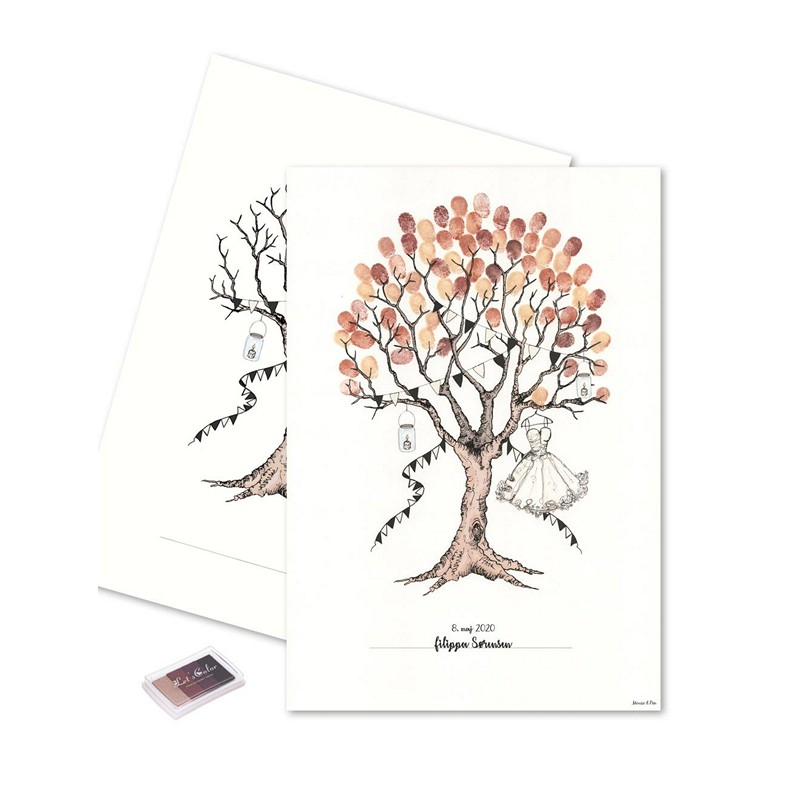 Konfirmation Pige Fingeraftryk Plakat Brun - 1 stk (29,7 x 42 cm) | Konfirmation Plakat - Temashop