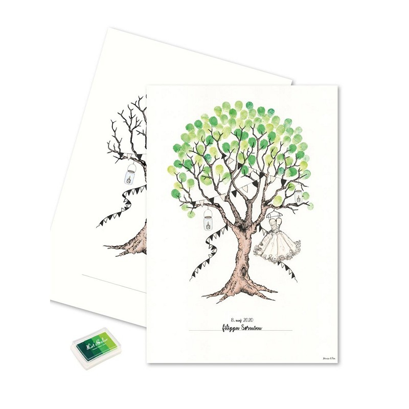 Konfirmation Pige Fingeraftryk Plakat Grøn - 1 stk (29,7 x 42 cm) | Konfirmation Plakat - Temashop