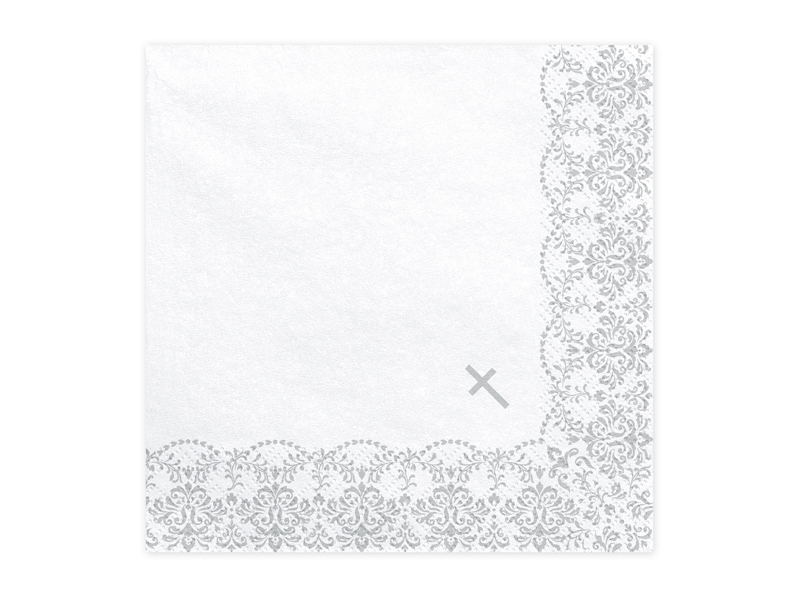 Konfirmation Servietter Sølv - 20 stk (33 x 33 cm) | Konfirmation Servietter - Temashop