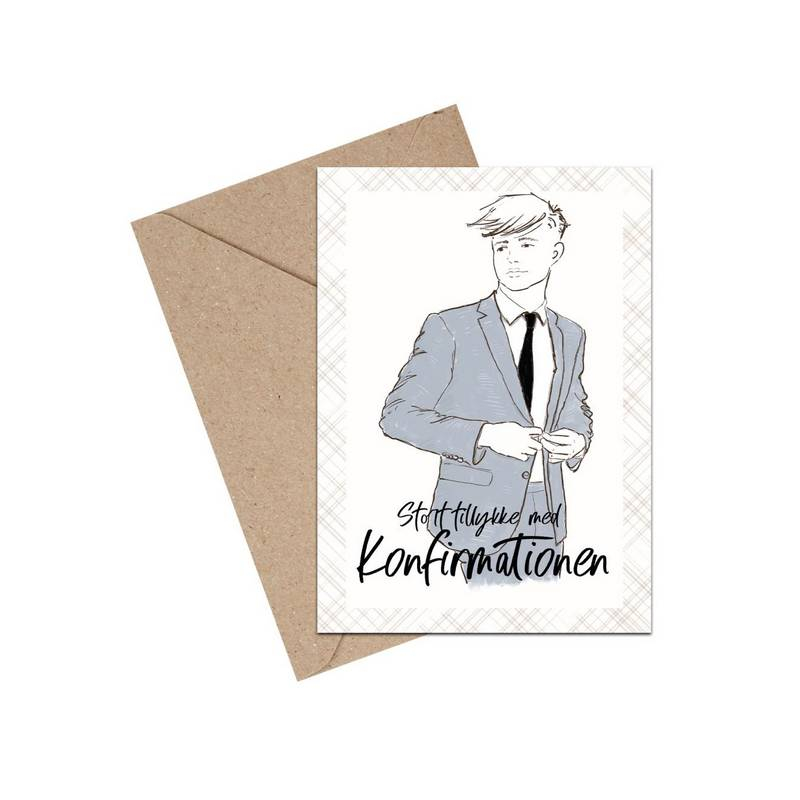 Konfirmationskort Dreng - 1 stk (11,5 x 16 cm) | Konfirmation Kort / Invitationer / Gode råd - Temashop