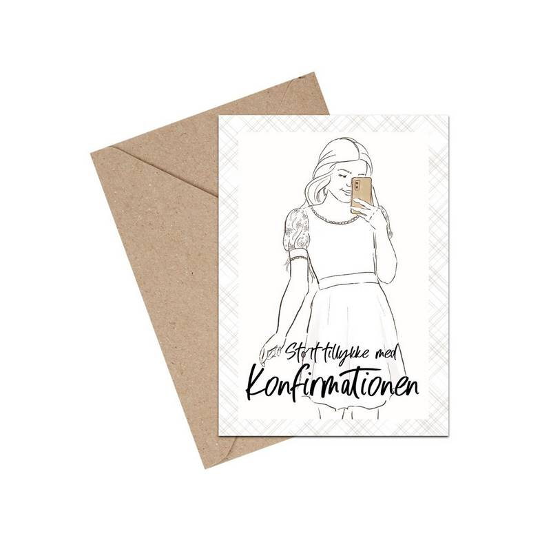 Konfirmationskort Pige - 1 stk (11,5 x 16 cm) | Konfirmation Kort / Invitationer / Gode råd - Temashop